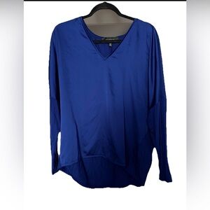 White House Black Market Royal Blue V-Neck Long Sleeve Tunic